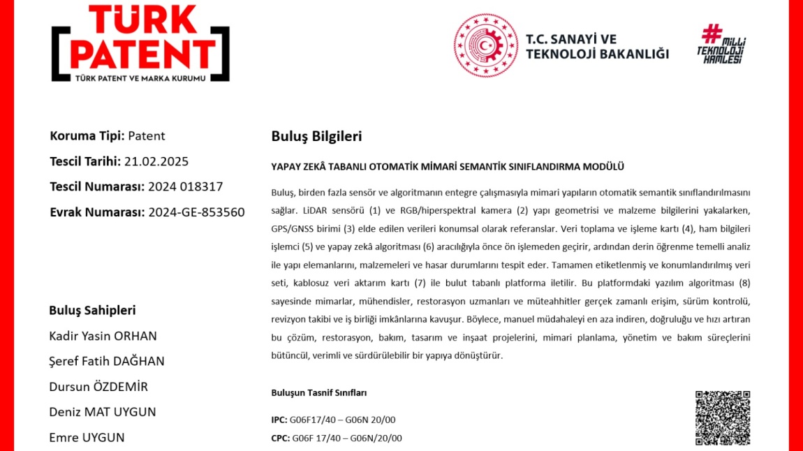 Yapay Zekâ Tabanlı Otomatik Mimari Semantik Sınıflandırma Modülü
